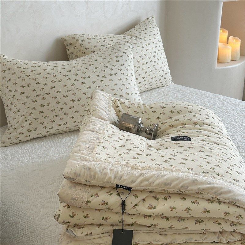 法式针织棉被子被芯双人春秋被加厚冬被单人保暖一体被可机洗四季,床上用品,化纤被,淘宝优惠券,粉丝福利购,淘宝优惠卷