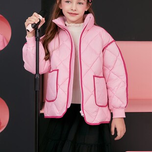 秋冬季新款女童90绒羽绒服短款中大儿童