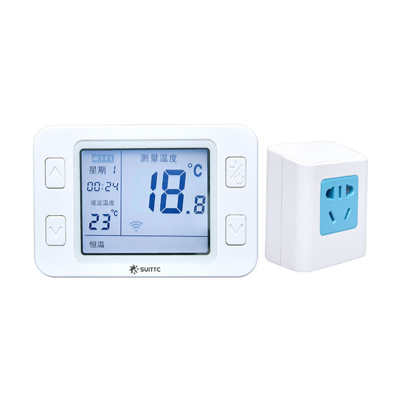 鑫源SUITTC壁挂炉温控器无线控制电池供电可编程温控开关WK158RS