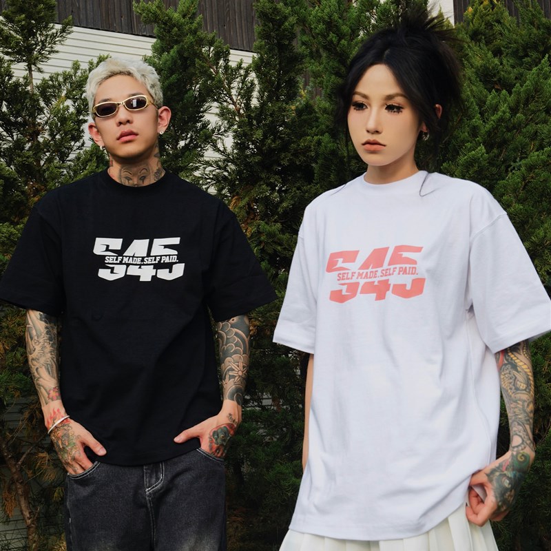 S45夏季新款纯色分割logo短袖圆领t恤男基础百搭情侣打底衫