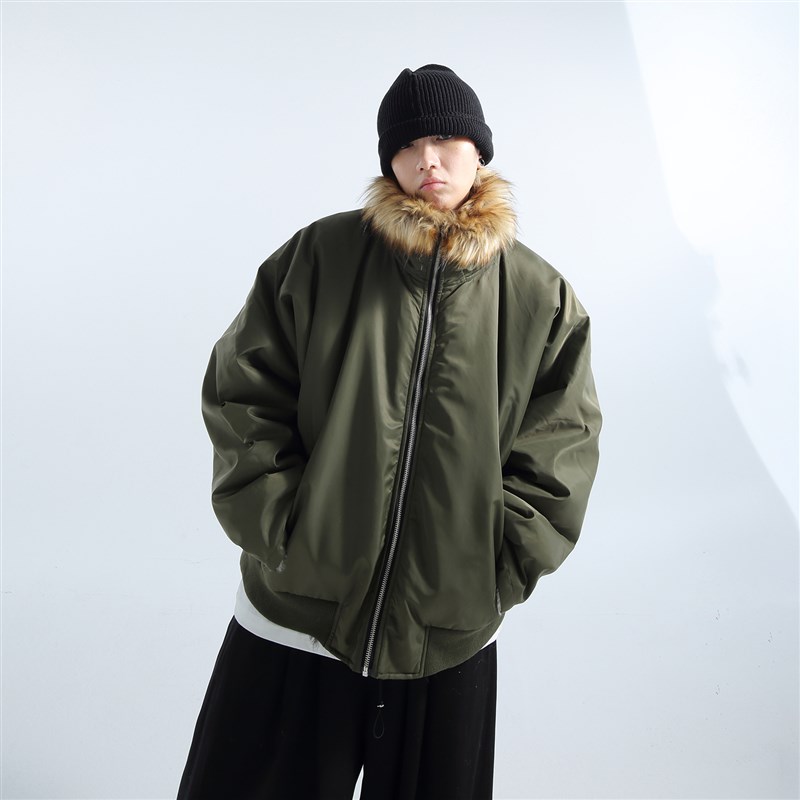 GRNL暖炉出击 男女款大廓形座山雕外套加绒加厚飞行夹克棉服