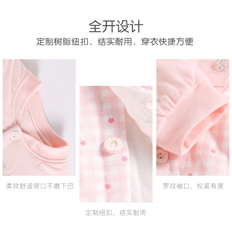 【夹棉保暖】女童棉衣开襟分体内衣套装冬季婴儿童宝宝秋冬装睡衣