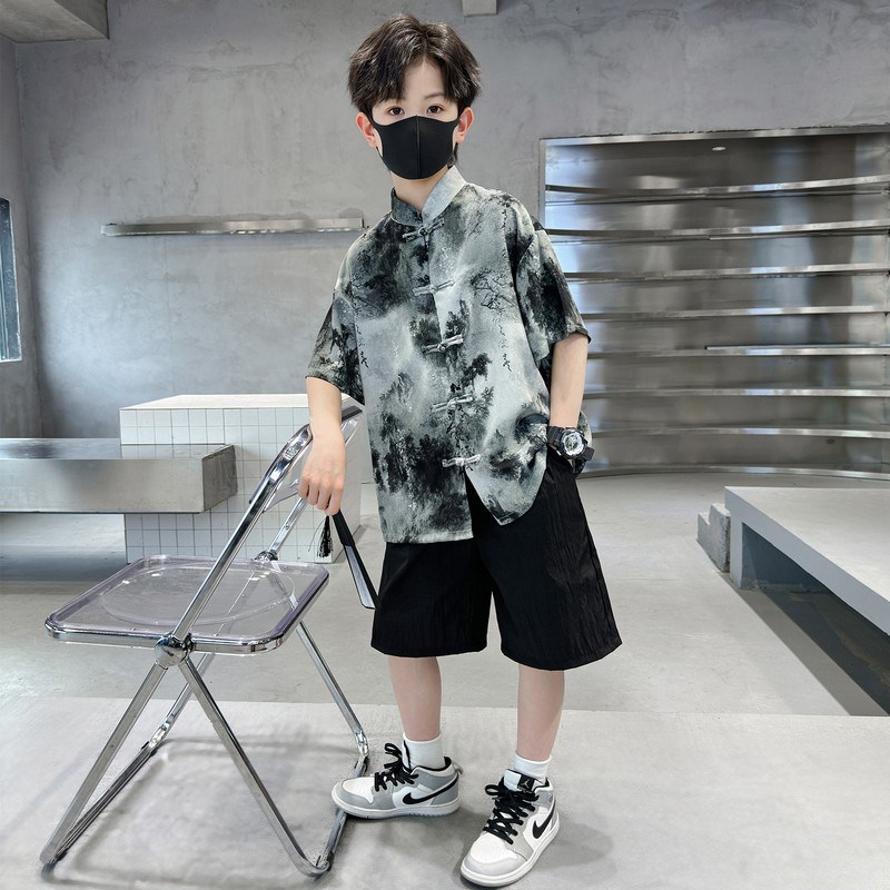 儿童装男童汉服夏装套装2024新款中国风短袖夏季中大童唐装男孩潮