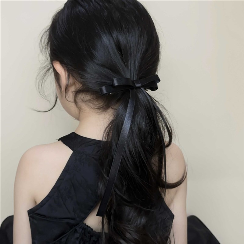 细丝带蝴蝶结对夹韩国一字弹簧夹燕尾夹儿童气质飘带发夹头饰女童