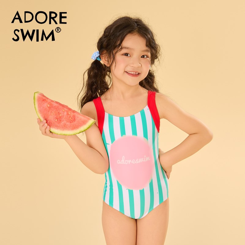 爱多尔连体泳衣公主风吊带可爱洋气中小童泳装女童女孩海边游泳衣