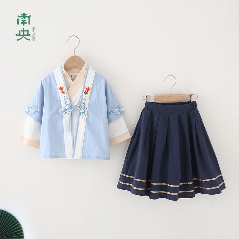 男童唐装套装春秋款女童汉服中国风儿童改良古装宝宝纯棉三件套秋
