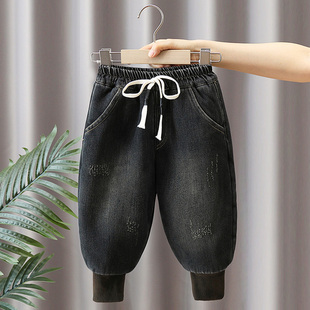 男童牛仔棉裤冬装宝宝加绒夹棉保暖裤子儿童冬季三层加厚一条过冬