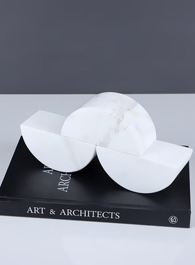 北欧风格立体几何造型大理石半圆拼接装饰品桌面摆件客厅玄关摆设