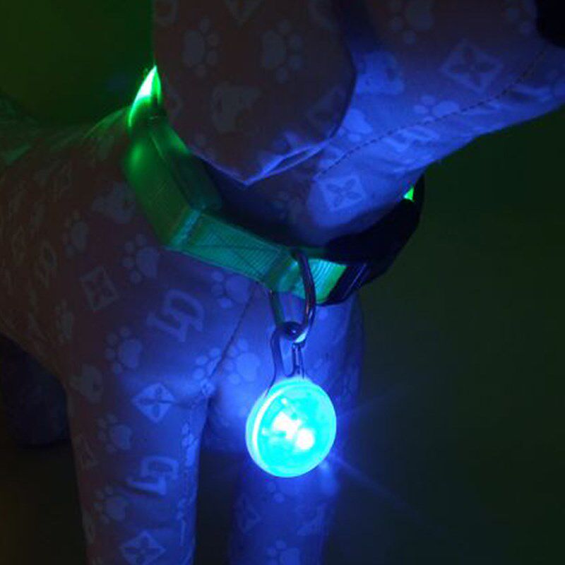 宠物LED发光吊坠泰迪圆吊坠防走失丢发光狗牌宠物铃铛夜间遛狗灯