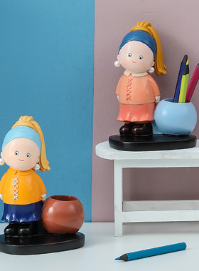 创意大艺术家梵高手机支架小摆件书房办公室桌面装饰笔筒生日礼物