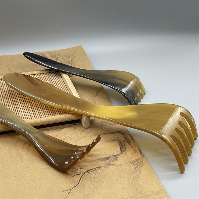 保真西藏手工天然牦牛角挠痒抓背神器不求人痒痒挠耙子头部按摩梳