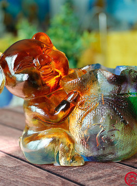 琉璃摆件福猪笔筒实用办公桌会议纪念品同学朋友生日礼品礼物刻字