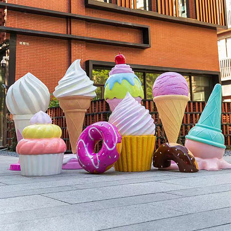 户外广场夏季橱窗商超打卡货架大型泡沫雕塑雪糕冰激凌景观模型