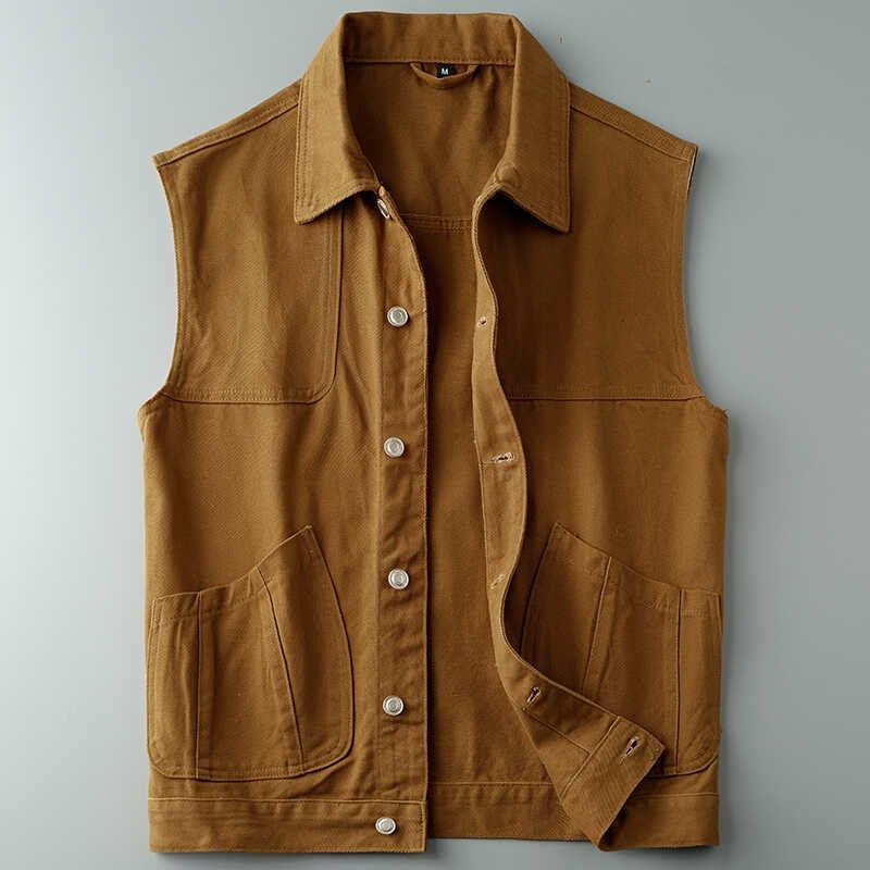 美式工装马甲潮男生新款黄色外穿背心时尚个性青年休闲牛仔外套夏,男装,常规马甲,淘宝优惠券,粉丝福利购,淘宝优惠卷