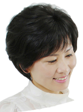 中老年假发女蓬松短发光头全头套自然透气真发全真人发60岁妈妈款