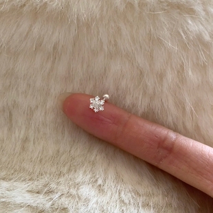纯银耳钉雪花螺丝拧扣秋冬百搭气质小众设计感耳饰睡觉免摘送女友