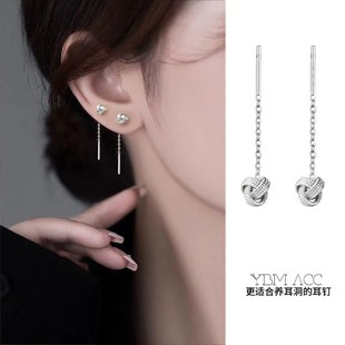 纯银耳线耳钉如意结养耳洞轻奢显瘦2025新款 耳环耳饰国风女 爆款