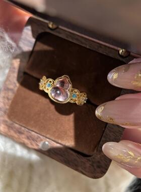 镂空九紫离火葫芦花丝戒指