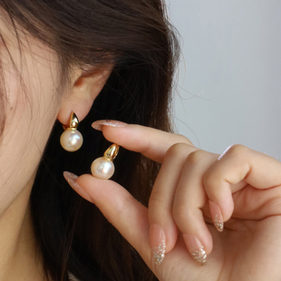 马凡舒同款耳扣珍珠耳环洋气法式复古耳饰气质轻奢高级感大气耳坠