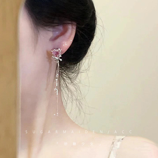 「海派甜心」纯银耳钉高级感超仙流苏爱心耳钉耳饰美的不像话绝美