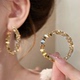 纯银耳钉金色碎银子大圈圈耳环女轻奢高级感2025新款 爆款 独特素圈