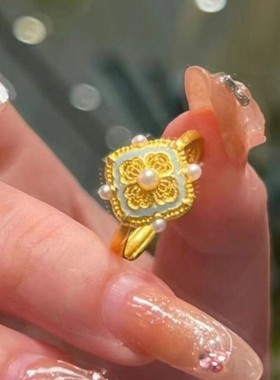 古法复古宋韵四合如意戒指女