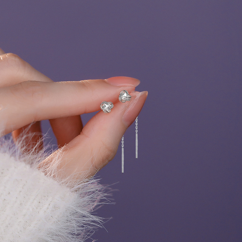 如意同心结女短款耳钉耳线女