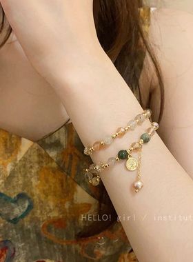 复古叠戴情侣珍珠串珠手链女