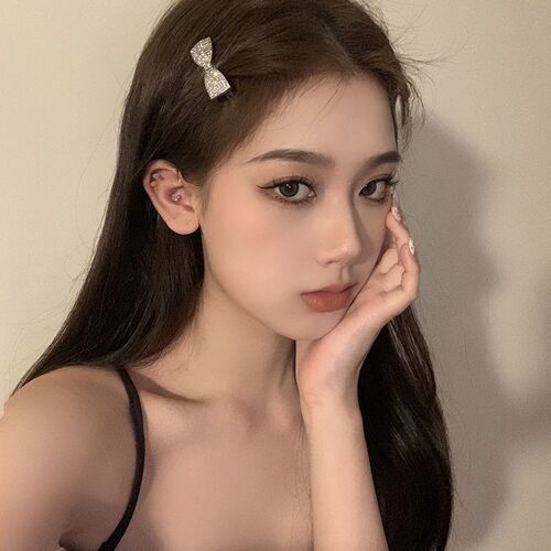 新款甜美蝴蝶结锆石侧边发夹女