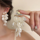 耳夹无耳洞耳钉白色长款 优雅气质轻奢高级感蚊香盘 流苏耳饰时尚