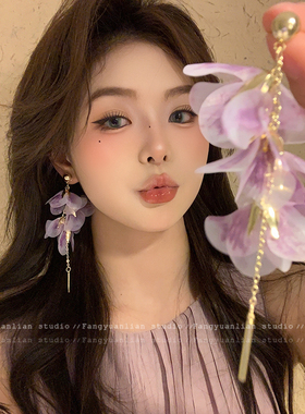 「美丽轰鸣」网纱流苏花朵耳钉