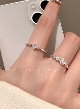 蝴蝶锆石开口可调节戒指女