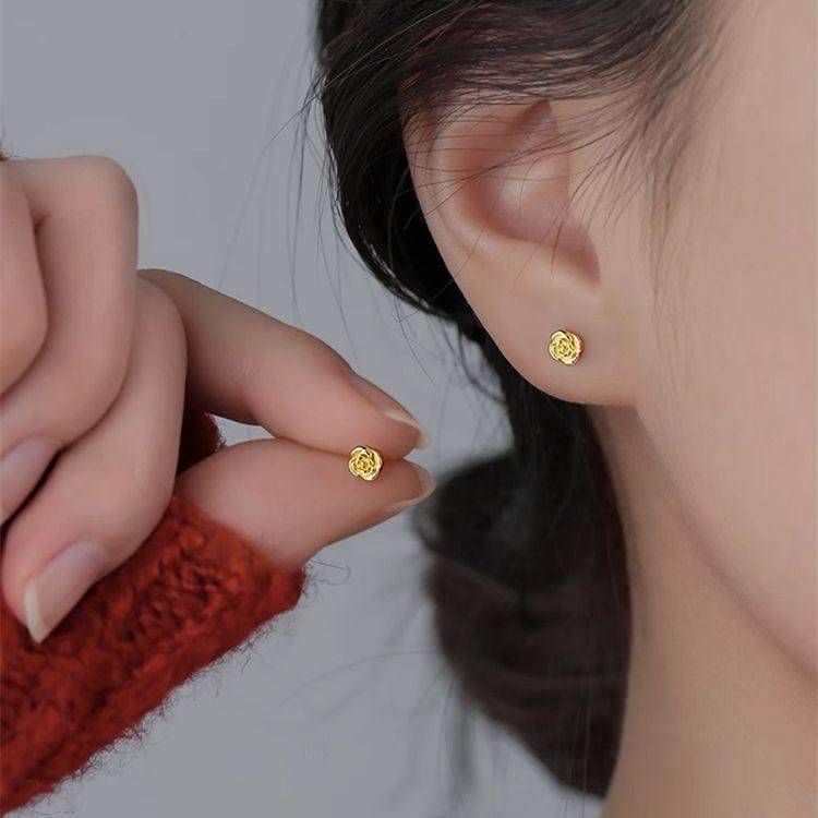 纯银耳钉玫瑰花新款2025年爆款女耳环轻奢小众设计高级感洋气耳饰,饰品/流行首饰/时尚饰品新,耳钉,淘宝优惠券,粉丝福利购,淘宝优惠卷