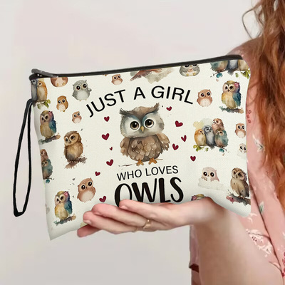 猫头鹰化妆包多功能便携收纳包学生文具笔袋零钱包收纳袋跨境风潮