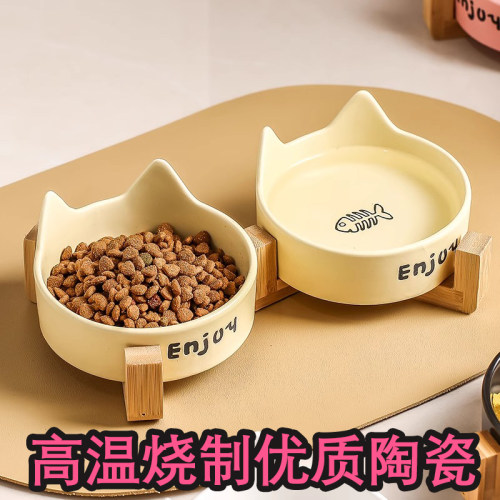 优质陶瓷猫食盆猫碗狗碗护颈环保