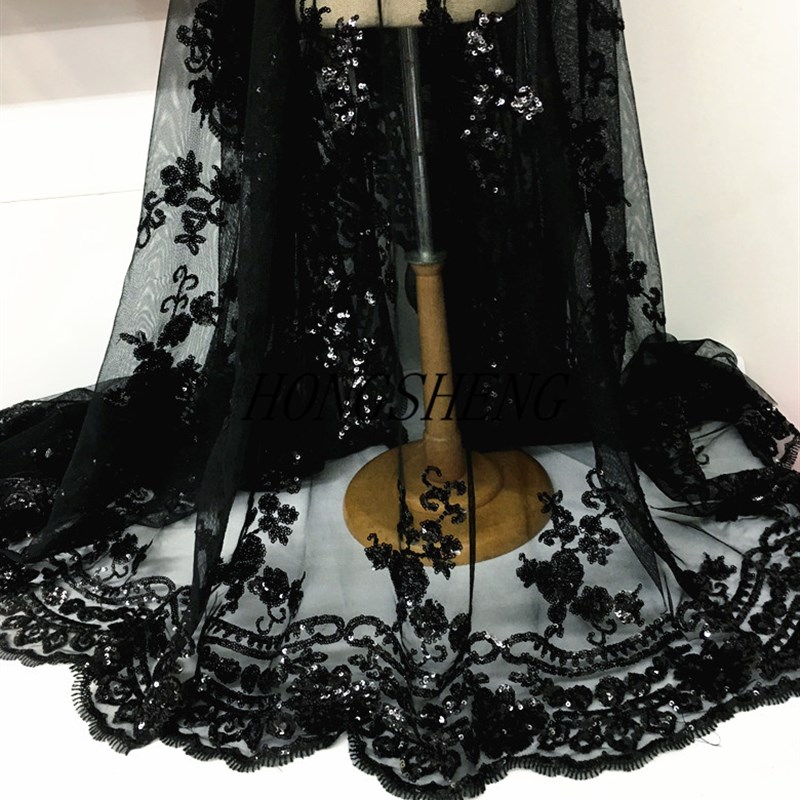 黑大红色香槟金银色网纱绣花蕾丝亮片服装旗袍表演亮片布料面料