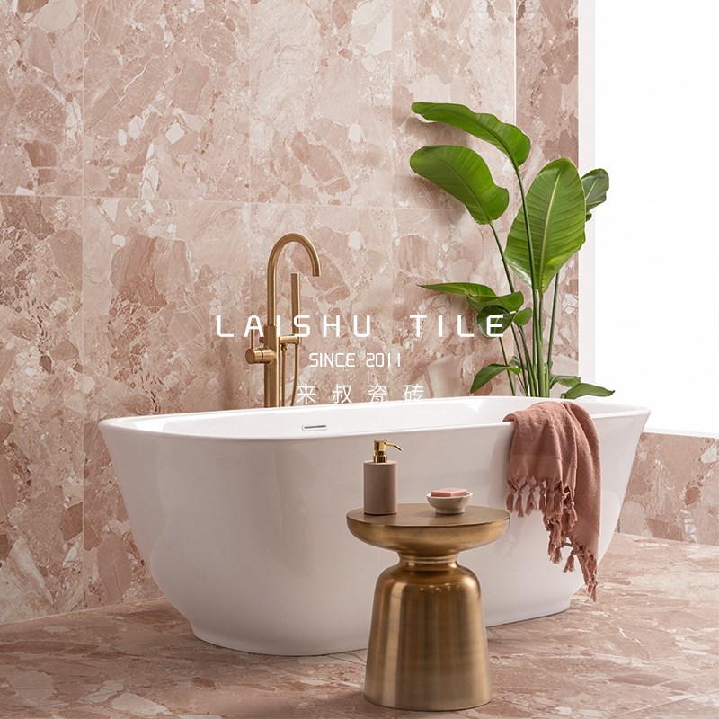 侘寂彩色哑光大颗粒水磨石瓷砖600X1200卫生间防滑地砖淋浴房背景