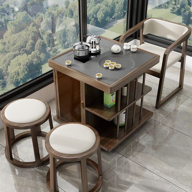 中式茶桌阳台实木茶台小型小户型一体泡茶移动组合客厅家用一整套