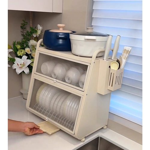 2025新款厨房碗碟收纳柜带门台面家用碗柜碗筷盒刀架沥水架置物架