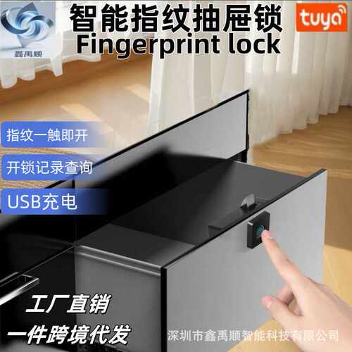 智能抽屉锁指纹锁储物柜衣柜门锁防盗锁床头柜锁Fingerprint lock