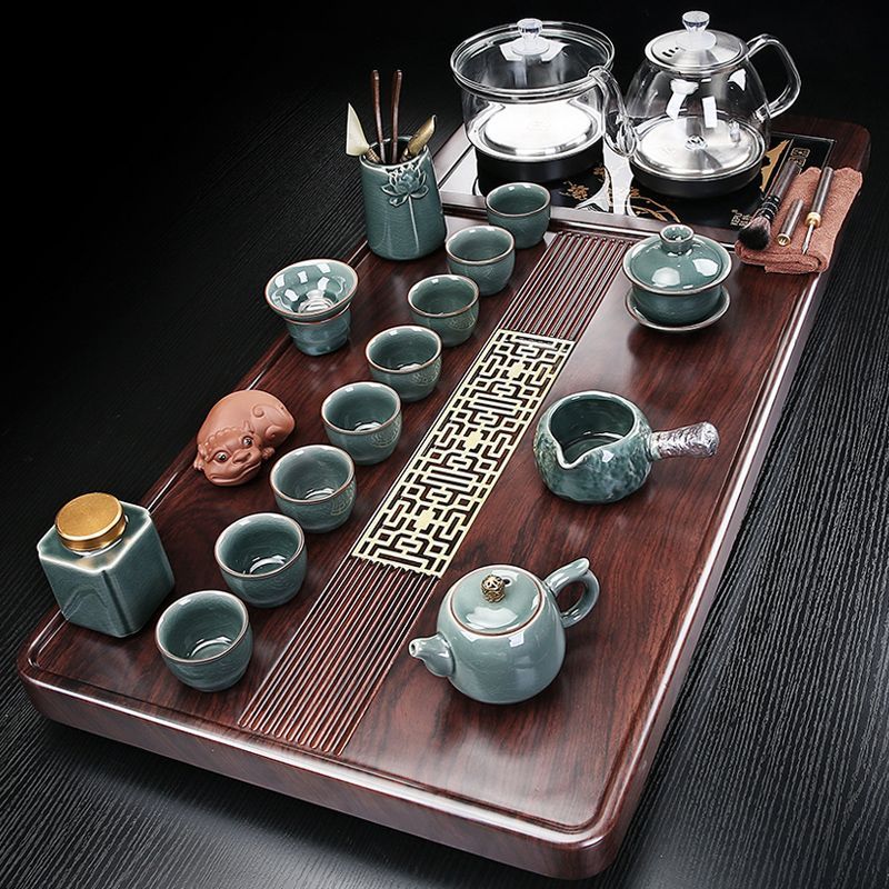 家用全自动客厅高档茶具水壶套装一体底部上水泡茶整套茶台茶盘