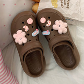 凉拖女少女粉色厚底舒适休闲洞洞鞋 可爱心软毛绒小兔时尚 网红个性