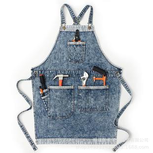 Teacher Aprons with Jeanerlor for Work Pockets Women Denim