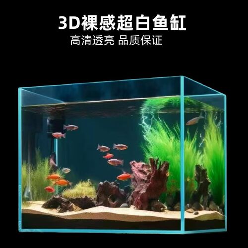 家用生态鱼缸超白玻璃鱼缸小型水族箱金鱼水草造景长方形裸生态缸