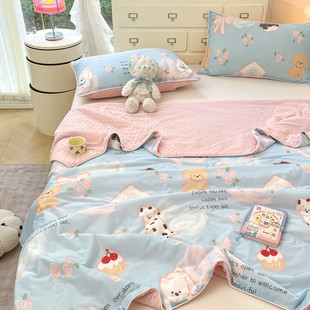 软软der 针织冰空调小清新卡通印花亲肤柔软裸睡夏被豆豆房薄被子