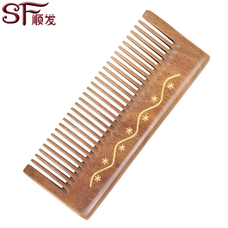 绿檀木梳天然檀香木梳子YM8-25-1加厚玉檀木梳