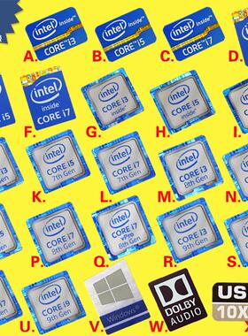 原装2 3 4 5 6 7 8 9代 cpu i9 i7 i5 i3笔记本电脑贴纸装饰标签