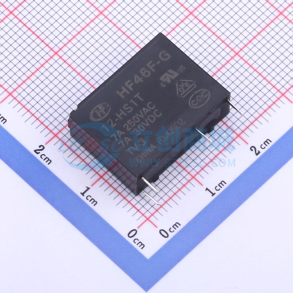 功率继电器 HF46F-G/12-HS1T 插件,7x20.5mm 4 12V 电子元器件