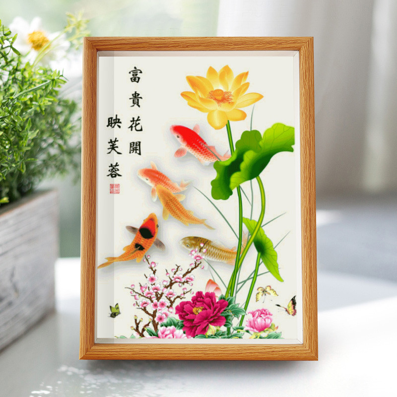 客厅装饰画沙发背景墙壁画中式牡丹花开富贵横版大气山水挂画晶瓷图片