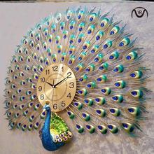 peacock wall clock european bed living room 孔雀开屏挂钟